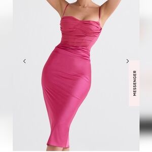 Teia hot pink draped corset dress